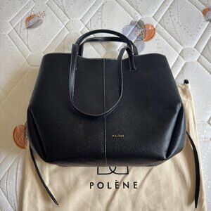 polene Cyme Edition Textured Black with Ecru Stitching